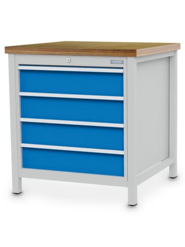 Bedrunka + Hirth Bloc établi, 4 tiroirs, RAL7035 gris clair/RAL 5012 bleu clair