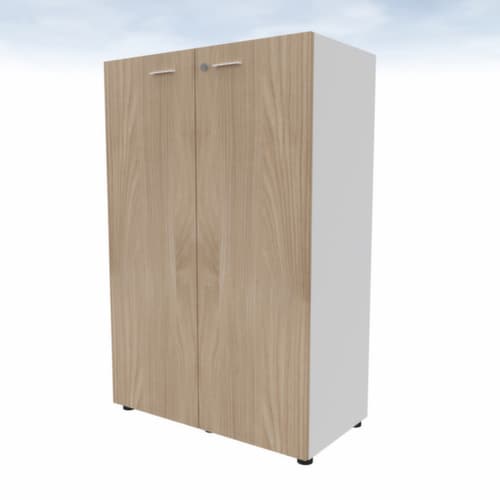 Quadrifoglio Armoire à portes battantes T45 avec double porte battante, 3 hauteurs des classeurs, blanc/orme