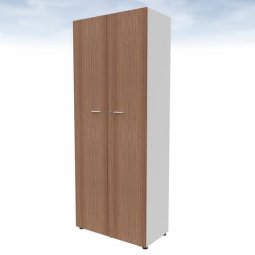 Quadrifoglio Armoire à portes battantes T45 avec double porte battante, 5 hauteurs des classeurs, blanc/noyer