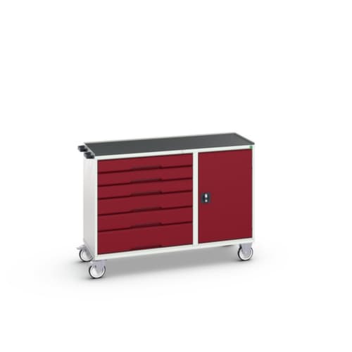 bott poste de travail mobile verso, 6 tiroirs, 1 armoire, RAL7035 gris clair/RAL3004 rouge pourpre