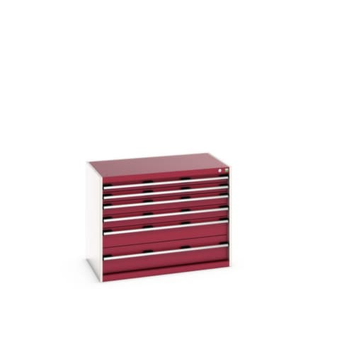 bott Armoire à tiroirs cubio surface de base 1050x650 mm, 6 tiroir(s), RAL7035 gris clair/RAL3004 rouge pourpre