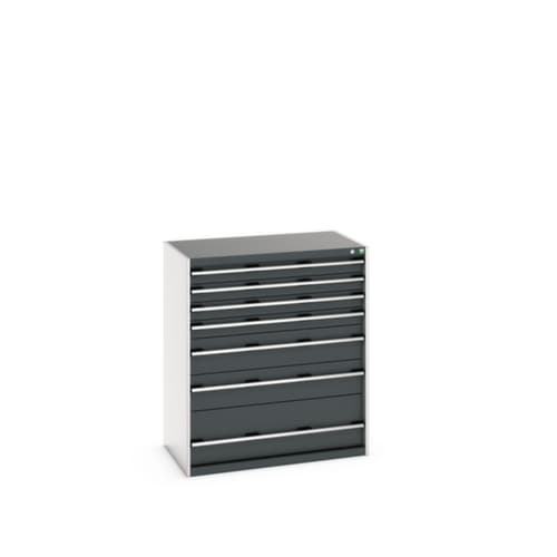 bott Armoire à tiroirs cubio surface de base 1050x650 mm, 7 tiroir(s), RAL7035 gris clair/RAL7016 gris anthracite