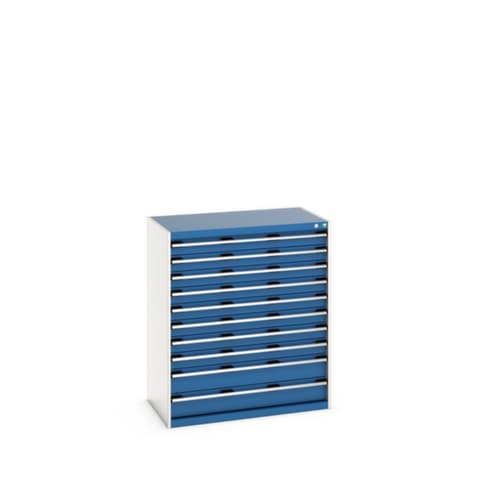 bott Armoire à tiroirs cubio surface de base 1050x650 mm, 10 tiroir(s), RAL7035 gris clair/RAL5010 bleu gentiane