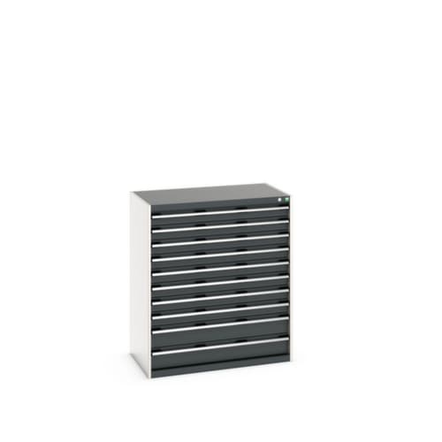 bott Armoire à tiroirs cubio surface de base 1050x650 mm, 10 tiroir(s), RAL7035 gris clair/RAL7016 gris anthracite