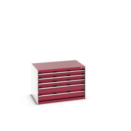 bott Armoire à tiroirs cubio surface de base 1050x750 mm, 5 tiroir(s), RAL7035 gris clair/RAL3004 rouge pourpre