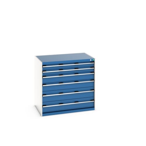 bott Armoire à tiroirs cubio surface de base 1050x750 mm, 6 tiroir(s), RAL7035 gris clair/RAL5010 bleu gentiane