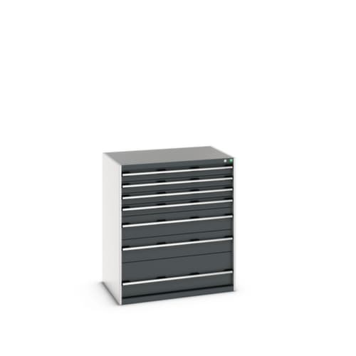 bott Armoire à tiroirs cubio surface de base 1050x750 mm, 7 tiroir(s), RAL7035 gris clair/RAL7016 gris anthracite