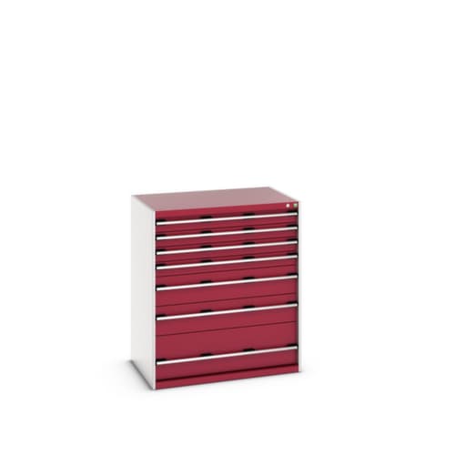 bott Armoire à tiroirs cubio surface de base 1050x750 mm, 7 tiroir(s), RAL7035 gris clair/RAL3004 rouge pourpre