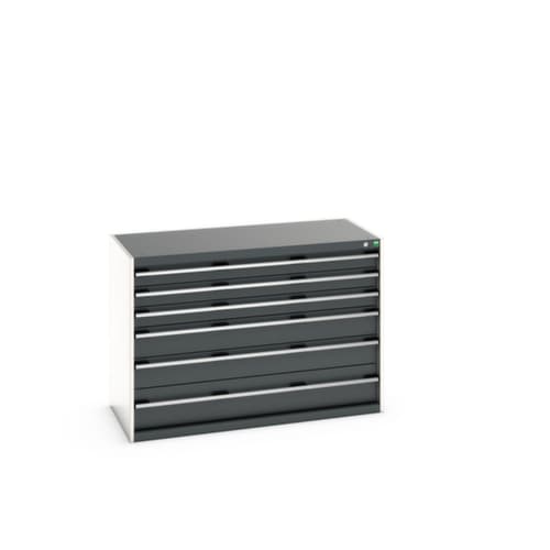 bott Armoire à tiroirs cubio surface de base 1300x650 mm, 6 tiroir(s), RAL7035 gris clair/RAL7016 gris anthracite