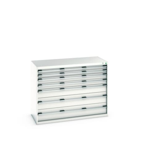 bott Armoire à tiroirs cubio surface de base 1300x650 mm, 7 tiroir(s), RAL7035 gris clair/RAL7035 gris clair