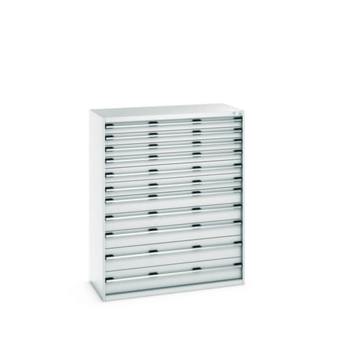 bott Armoire à tiroirs cubio surface de base 1300x650 mm, 11 tiroir(s), RAL7035 gris clair/RAL7035 gris clair