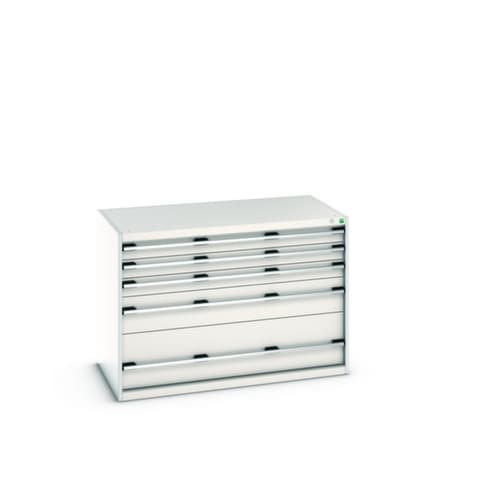 bott Armoire à tiroirs cubio surface de base 1300x750 mm, 5 tiroir(s), RAL7035 gris clair/RAL7035 gris clair