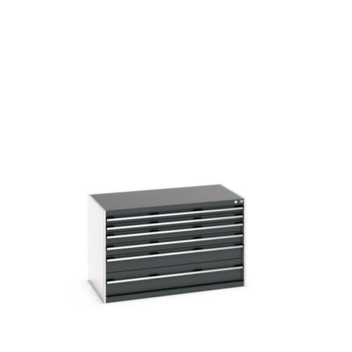 bott Armoire à tiroirs cubio surface de base 1300x750 mm, 6 tiroir(s), RAL7035 gris clair/RAL7016 gris anthracite