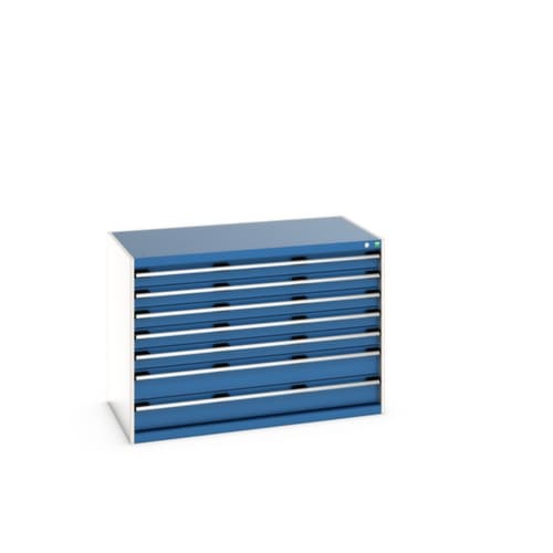 bott Armoire à tiroirs cubio surface de base 1300x750 mm, 7 tiroir(s), RAL7035 gris clair/RAL5010 bleu gentiane