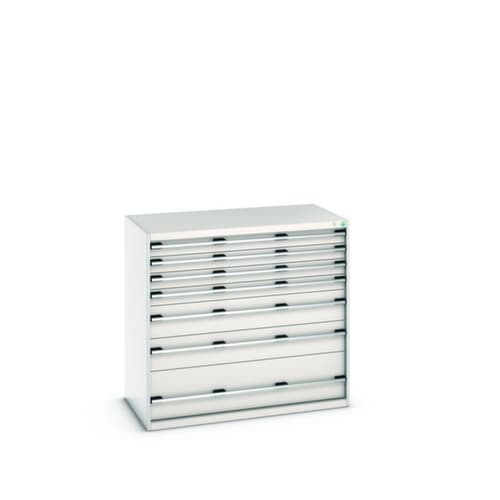 bott Armoire à tiroirs cubio surface de base 1300x750 mm, 7 tiroir(s), RAL7035 gris clair/RAL7035 gris clair