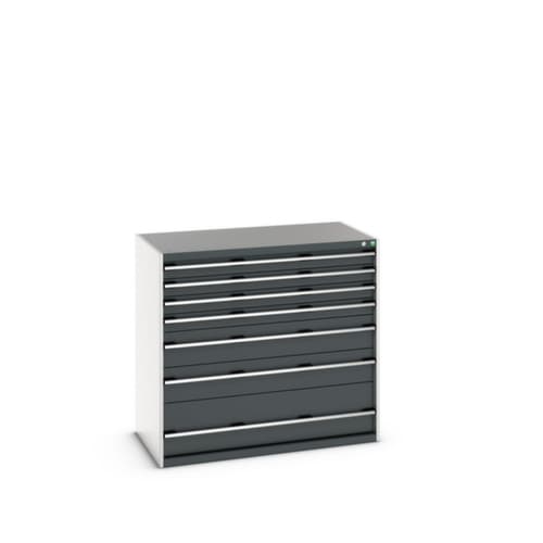 bott Armoire à tiroirs cubio surface de base 1300x750 mm, 7 tiroir(s), RAL7035 gris clair/RAL7016 gris anthracite