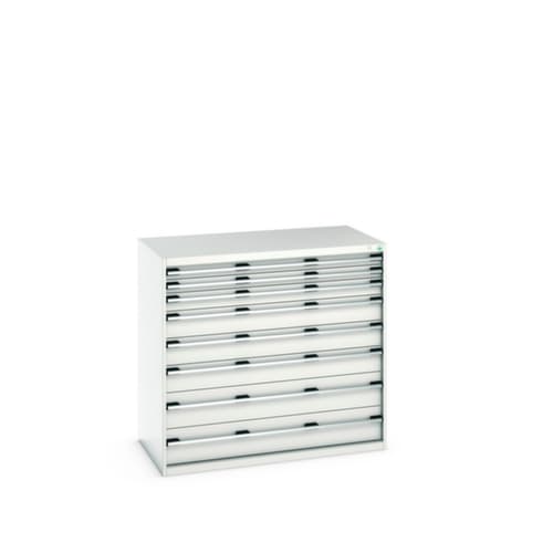 bott Armoire à tiroirs cubio surface de base 1300x750 mm, 8 tiroir(s), RAL7035 gris clair/RAL7035 gris clair