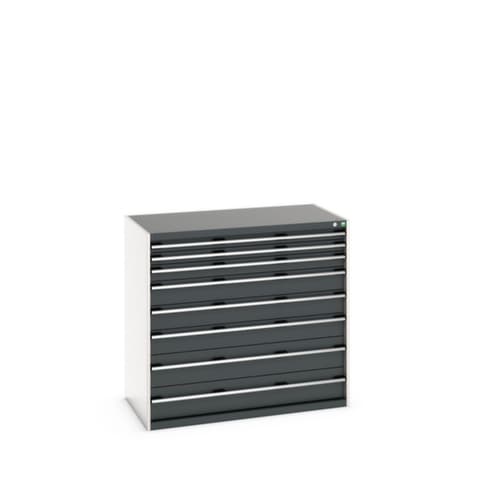 bott Armoire à tiroirs cubio surface de base 1300x750 mm, 8 tiroir(s), RAL7035 gris clair/RAL7016 gris anthracite