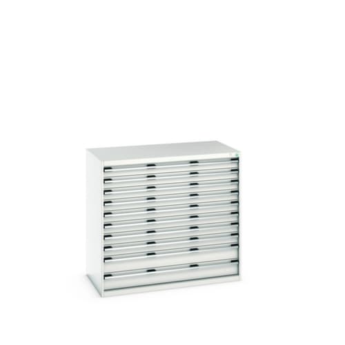 bott Armoire à tiroirs cubio surface de base 1300x750 mm, 10 tiroir(s), RAL7035 gris clair/RAL7035 gris clair