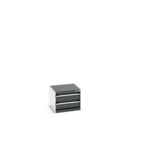 bott Armoire à tiroirs cubio surface de base 525x525 mm, 2 tiroir(s), RAL7035 gris clair/RAL7016 gris anthracite