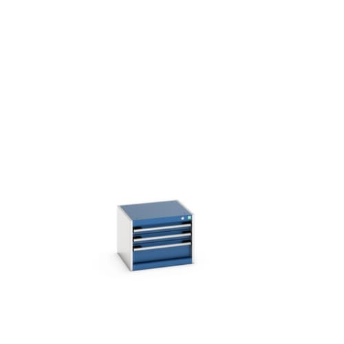 bott Armoire à tiroirs cubio surface de base 525x525 mm, 3 tiroir(s), RAL7035 gris clair/RAL5010 bleu gentiane