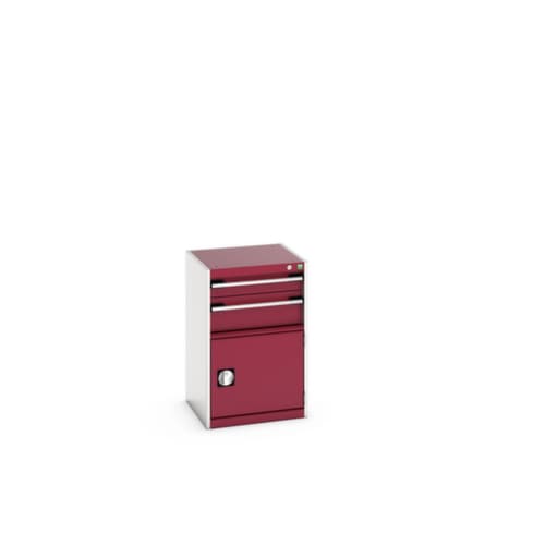 bott Armoire à tiroirs cubio surface de base 525x525 mm, 2 tiroir(s), RAL7035 gris clair/RAL3004 rouge pourpre