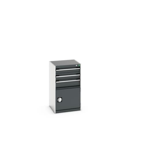 bott Armoire à tiroirs cubio surface de base 525x525 mm, 3 tiroir(s), RAL7035 gris clair/RAL7016 gris anthracite