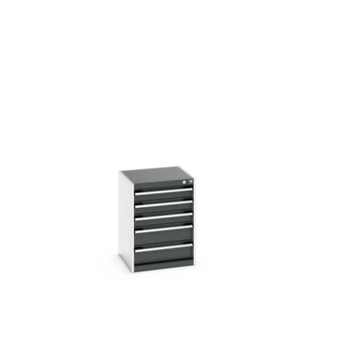 bott Armoire à tiroirs cubio surface de base 525x525 mm, 5 tiroir(s), RAL7035 gris clair/RAL7016 gris anthracite