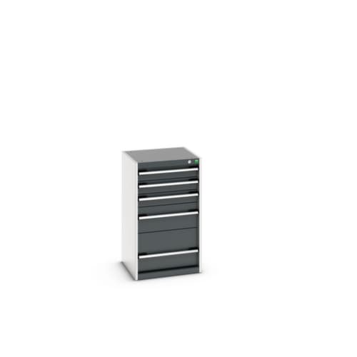 bott Armoire à tiroirs cubio surface de base 525x525 mm, 5 tiroir(s), RAL7035 gris clair/RAL7016 gris anthracite