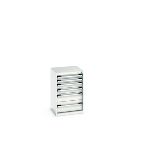 bott Armoire à tiroirs cubio surface de base 525x525 mm, 6 tiroir(s), RAL7035 gris clair/RAL7035 gris clair