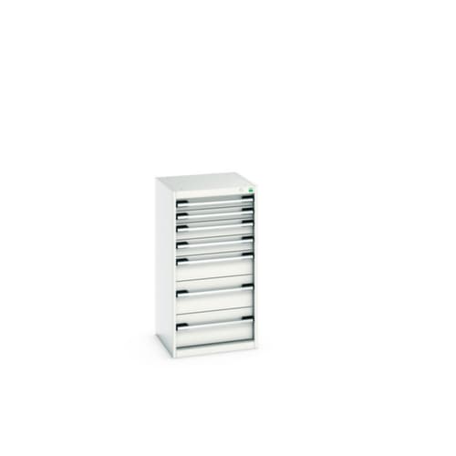bott Armoire à tiroirs cubio surface de base 525x525 mm, 7 tiroir(s), RAL7035 gris clair/RAL7035 gris clair