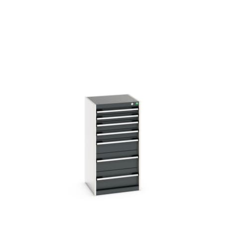 bott Armoire à tiroirs cubio surface de base 525x525 mm, 7 tiroir(s), RAL7035 gris clair/RAL7016 gris anthracite