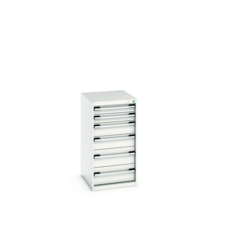bott Armoire à tiroirs cubio surface de base 525x650 mm, 6 tiroir(s), RAL7035 gris clair/RAL7035 gris clair