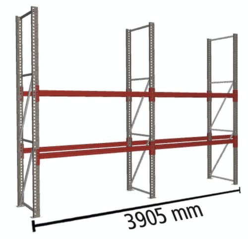 META Rayonnage à palettes MULTIPAL pour 12 palettes, largeur 3905 mm, 3 niveaux de stockage