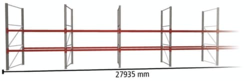 META Rayonnage à palettes MULTIPAL pour 90 palettes, largeur 27935 mm, 3 niveaux de stockage