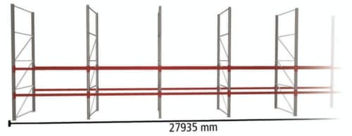 META Rayonnage à palettes MULTIPAL pour 90 palettes, largeur 27935 mm, 3 niveaux de stockage