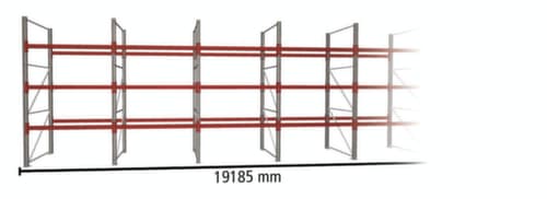 META Rayonnage à palettes MULTIPAL pour 80 palettes, largeur 19185 mm, 4 niveaux de stockage