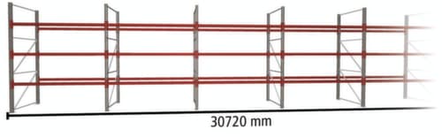META Rayonnage à palettes MULTIPAL pour 132 palettes, largeur 30720 mm, 4 niveaux de stockage