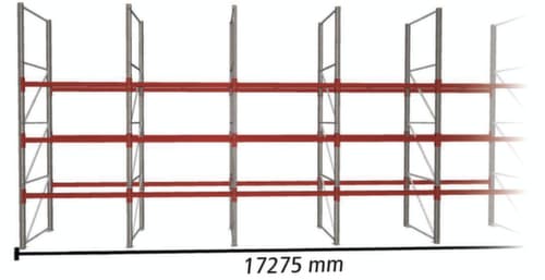 META Rayonnage à palettes MULTIPAL pour 72 palettes, largeur 17275 mm, 4 niveaux de stockage
