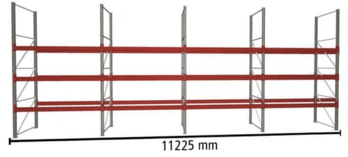 META Rayonnage à palettes MULTIPAL pour 48 palettes, largeur 11225 mm, 4 niveaux de stockage