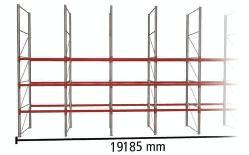 META Rayonnage à palettes MULTIPAL pour 80 palettes, largeur 19185 mm, 4 niveaux de stockage
