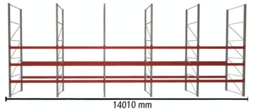 META Rayonnage à palettes MULTIPAL pour 60 palettes, largeur 14010 mm, 4 niveaux de stockage