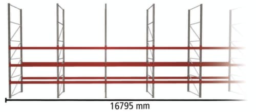 META Rayonnage à palettes MULTIPAL pour 72 palettes, largeur 16795 mm, 4 niveaux de stockage