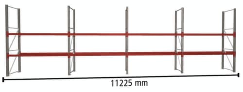 META Rayonnage à palettes MULTIPAL pour 24 palettes, largeur 11225 mm, 3 niveaux de stockage