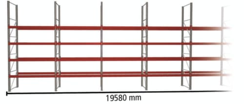 META Rayonnage à palettes MULTIPAL pour 70 palettes, largeur 19580 mm, 5 niveaux de stockage