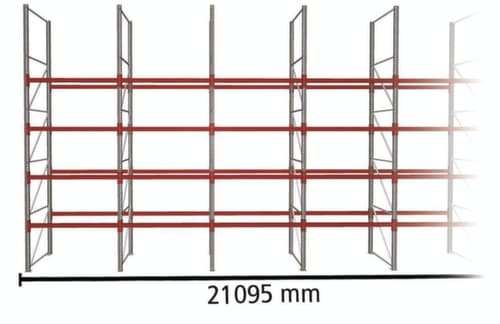 META Rayonnage à palettes MULTIPAL pour 110 palettes, largeur 21095 mm, 5 niveaux de stockage
