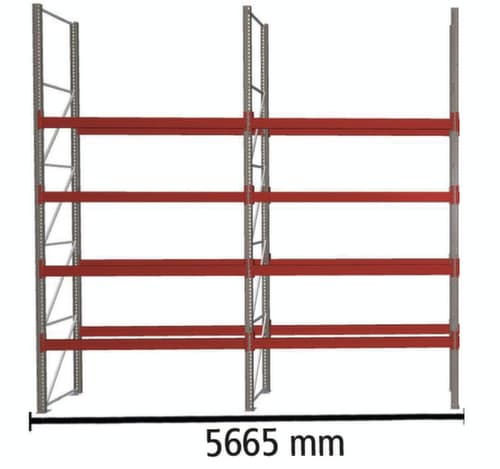 META Rayonnage à palettes MULTIPAL pour 30 palettes, largeur 5665 mm, 5 niveaux de stockage
