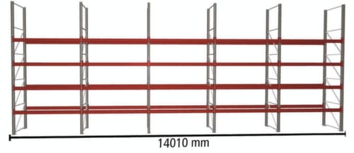 META Rayonnage à palettes MULTIPAL pour 75 palettes, largeur 14010 mm, 5 niveaux de stockage