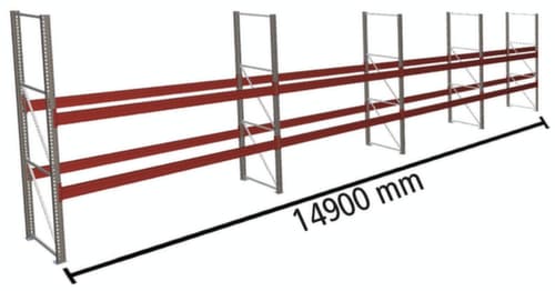 META Rayonnage à palettes MULTIPAL pour 48 palettes, largeur 14900 mm, 3 niveaux de stockage