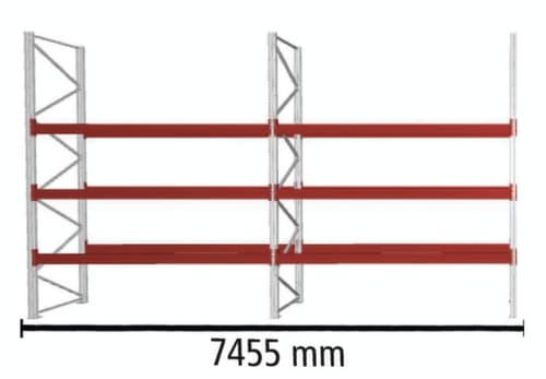 META Rayonnage à palettes MULTIPAL pour 32 palettes, largeur 7455 mm, 4 niveaux de stockage